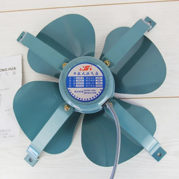 Вентилятор Yonghua  (зелено-голубой)  хромированный пятак + двигатель АРК30 - 6 Без упаковки, крепления отдельно  1300 / 45W / RPM