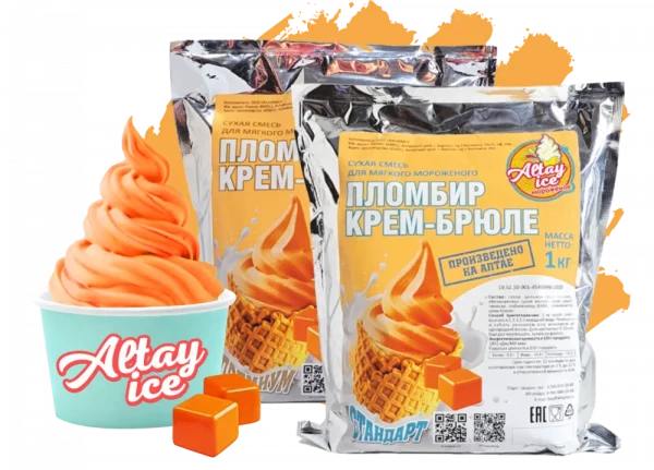 Сухая смесь для мороженого АлтайАйс Premium   "ПЛОМБИР КРЕМ-БРЮЛЕ"